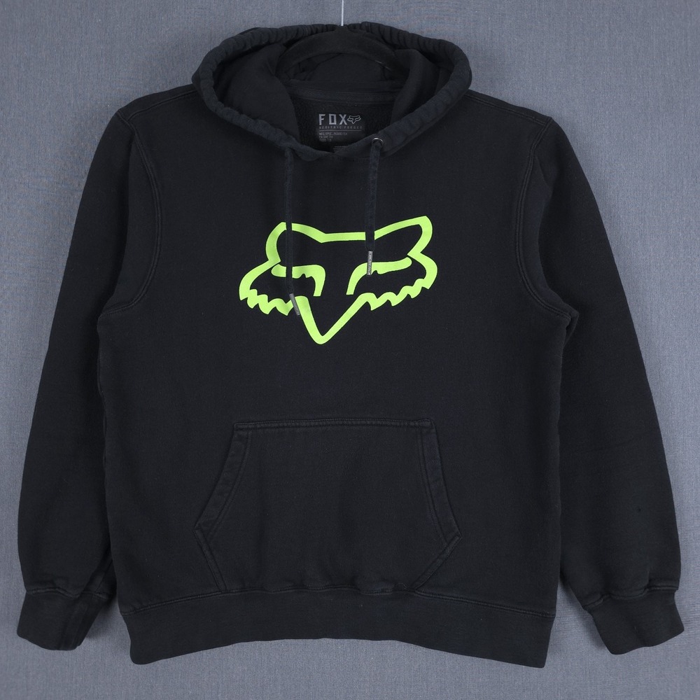 Fox Racing Legacy Foxhead Hoodie Mens Medium Black Fleece Pullover Y2K MX BMX